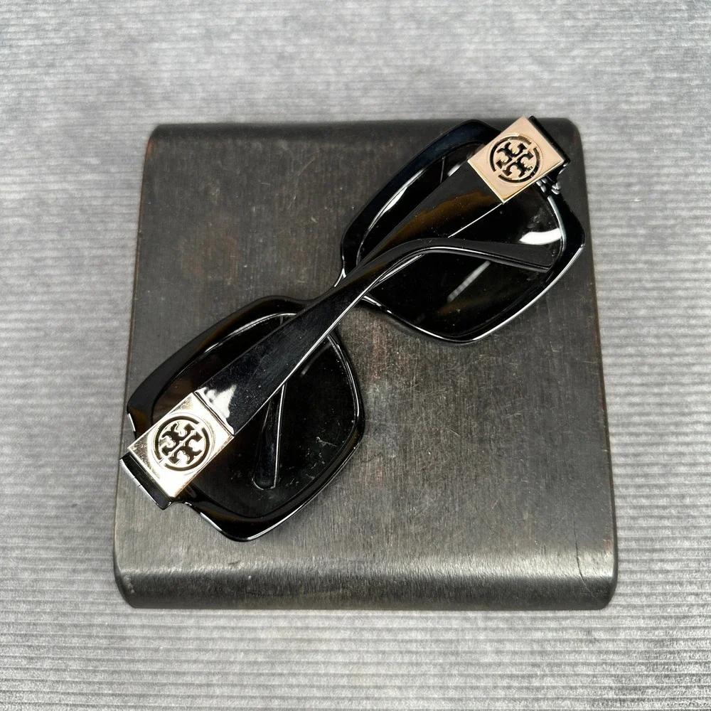 Tory Burch TY9027 Black Polarized Square Sunglasses Gold Logo 501T3 59-16-130